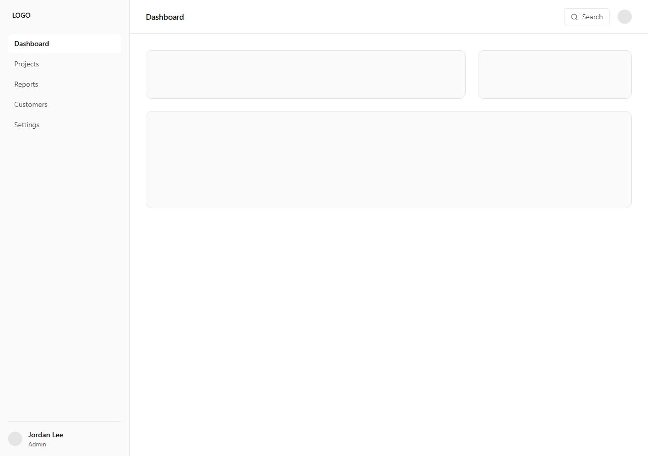 Sidebar app shell, app shell section template