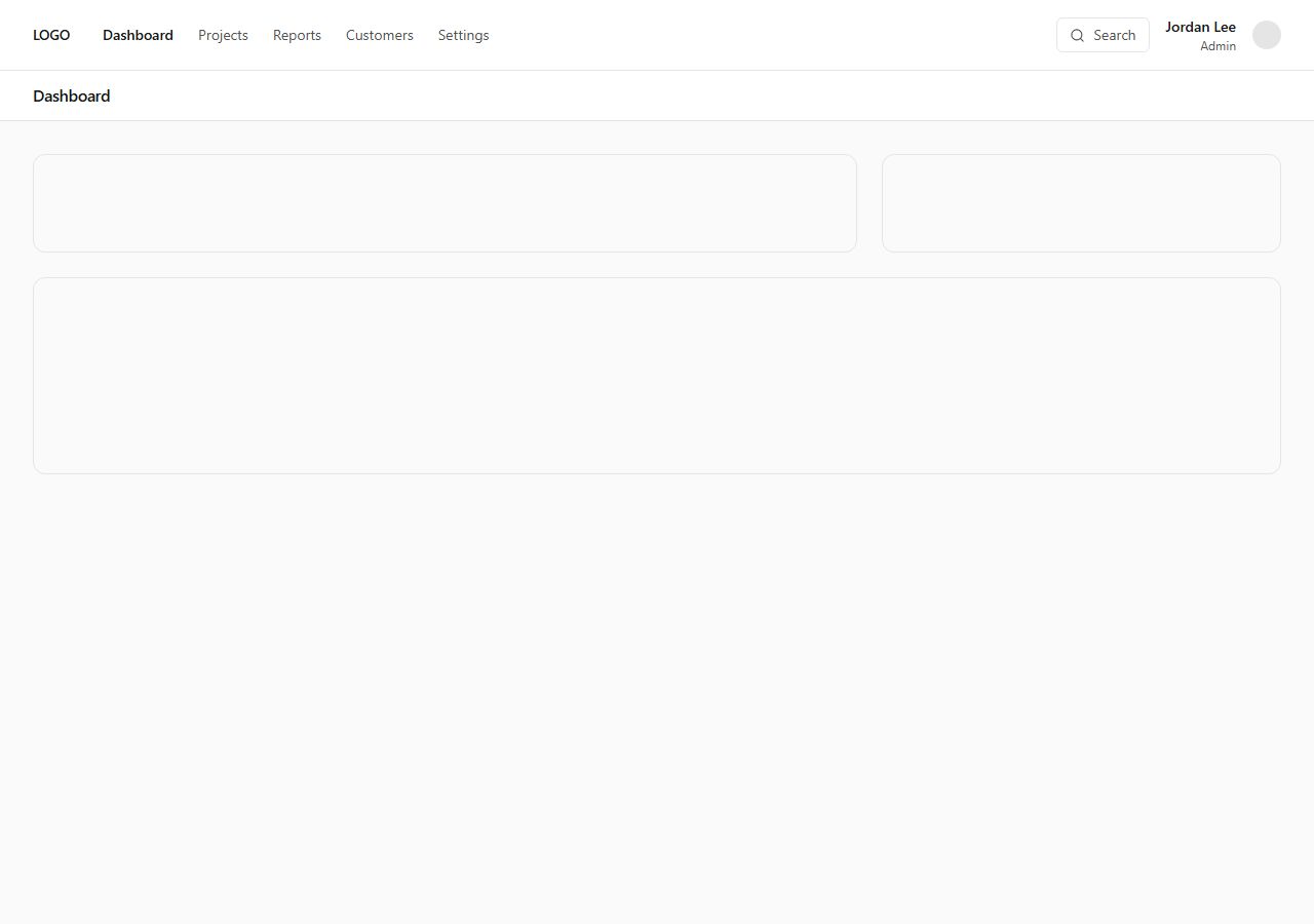 Top-nav app shell, app shell section template
