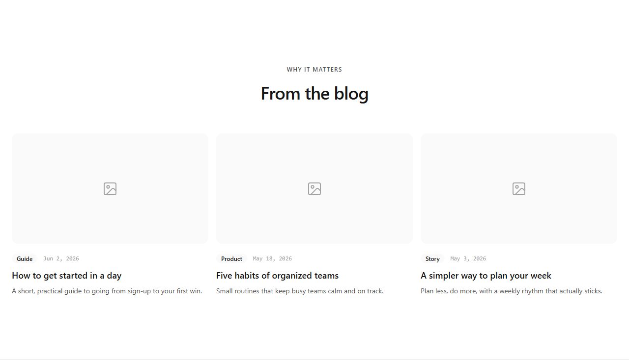 Blog post cards, blog preview section template