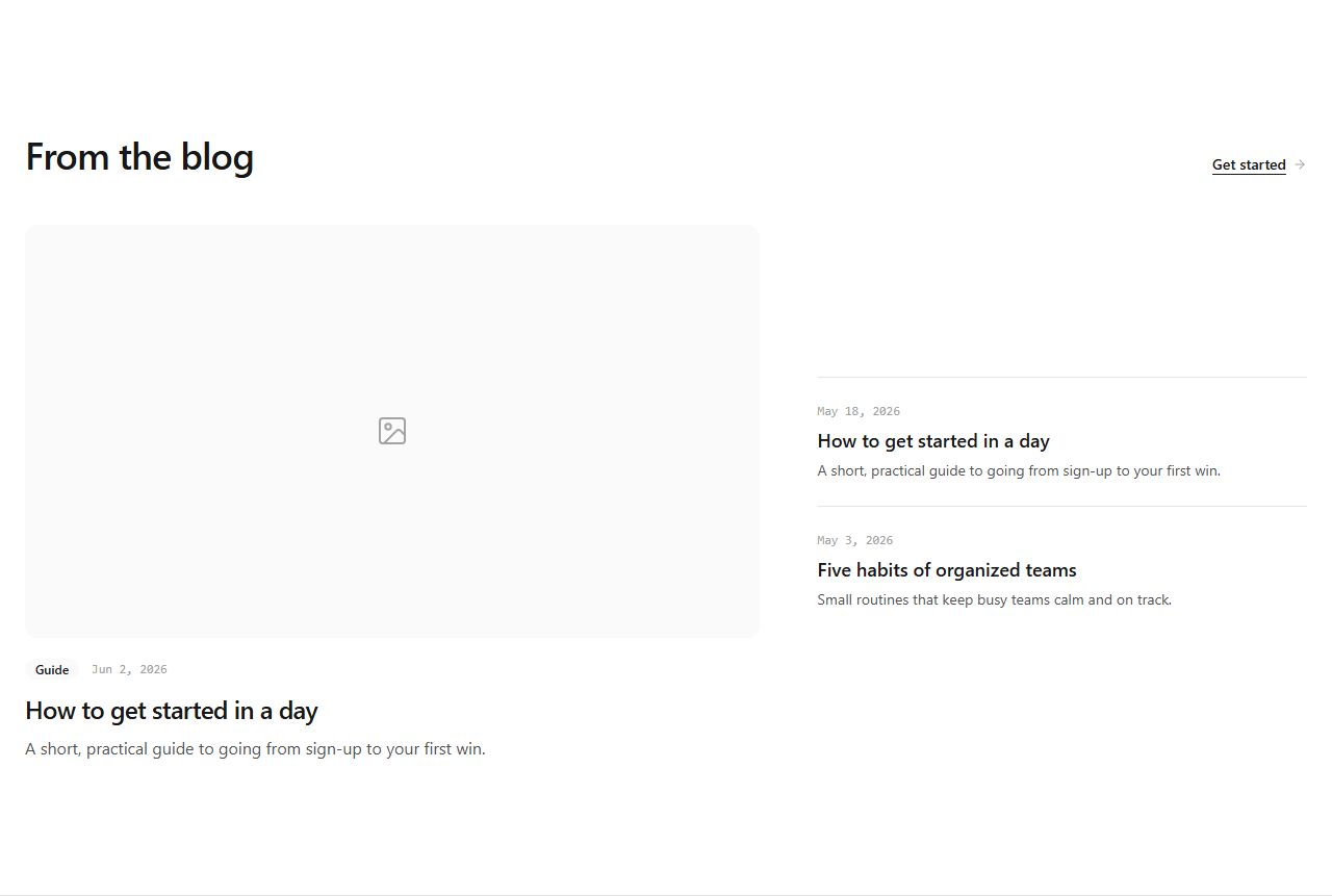 Featured post spotlight, blog preview section template