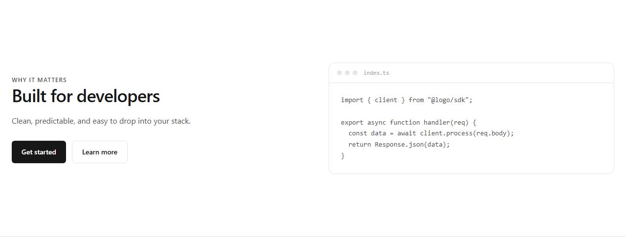 Split text and code editor, code section template