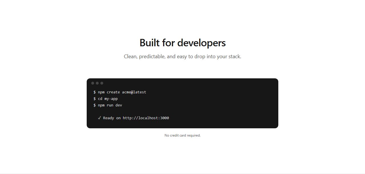 Terminal showcase, code section template