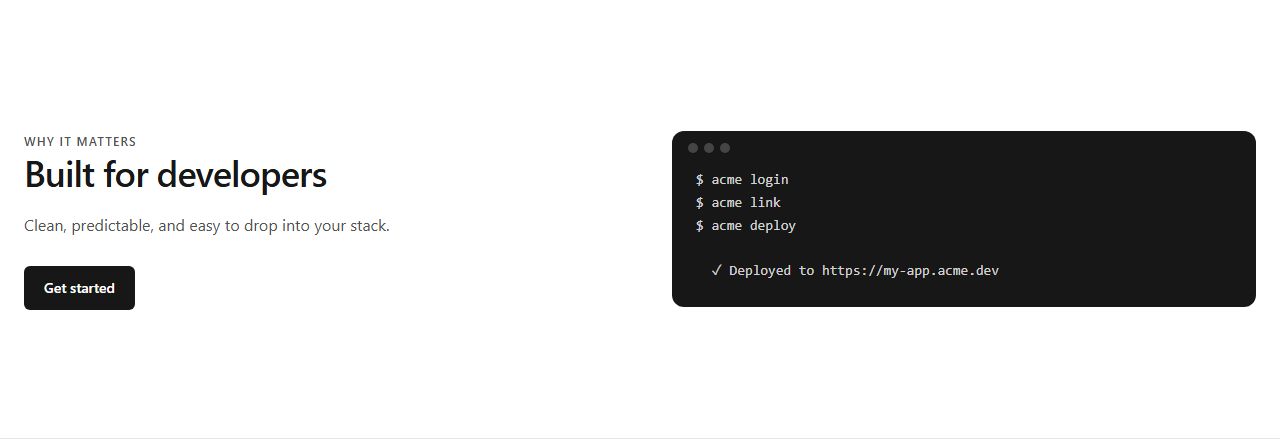 Split text and terminal, code section template