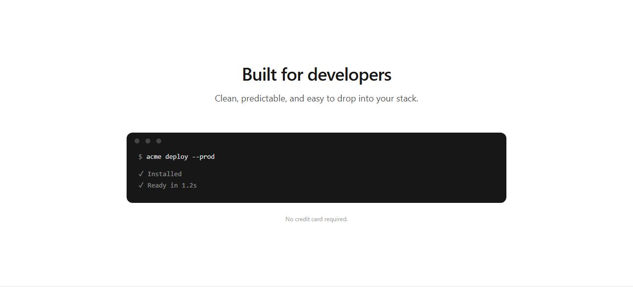 Terminal with output, code section template