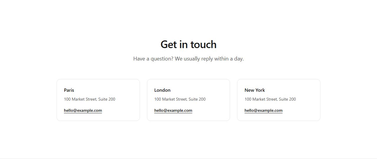 Office cards, contact section template