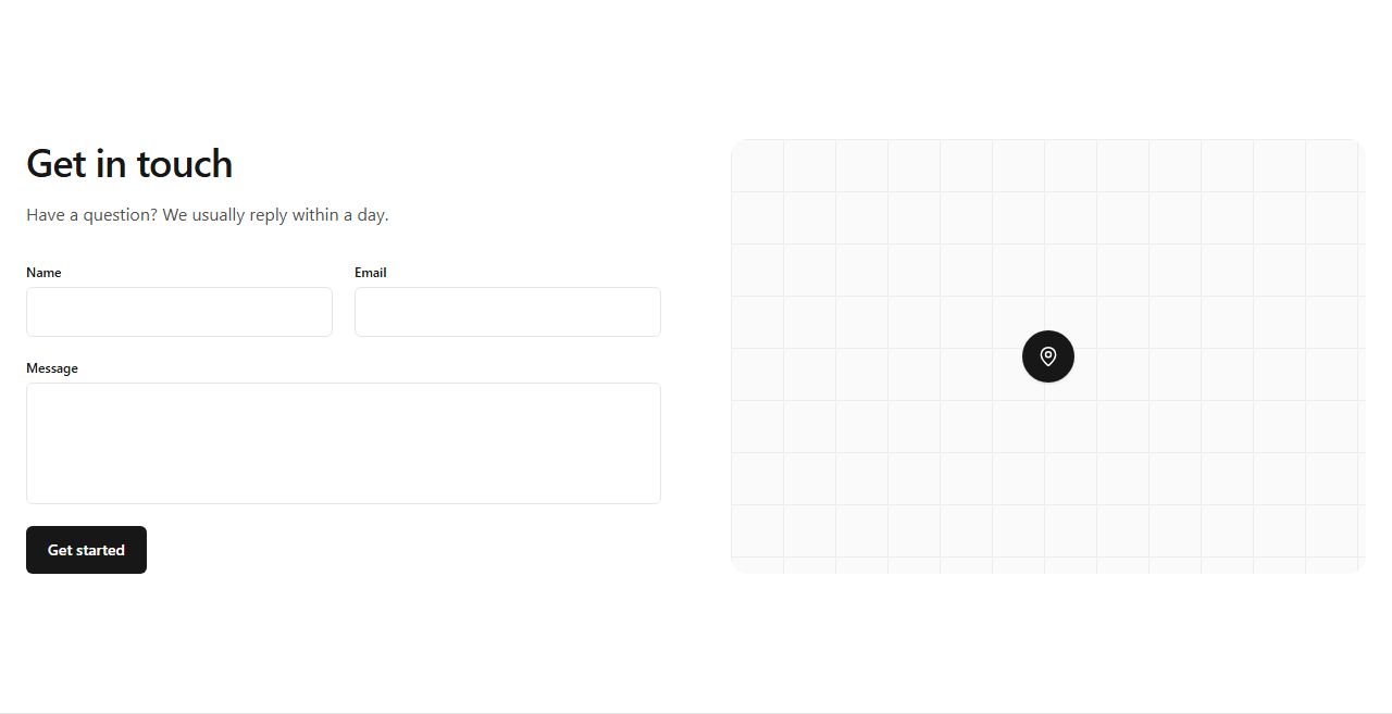 Contact form with map, contact section template