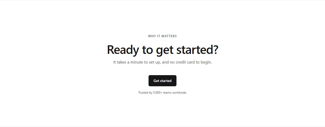 Centered CTA with trust line, cta section template