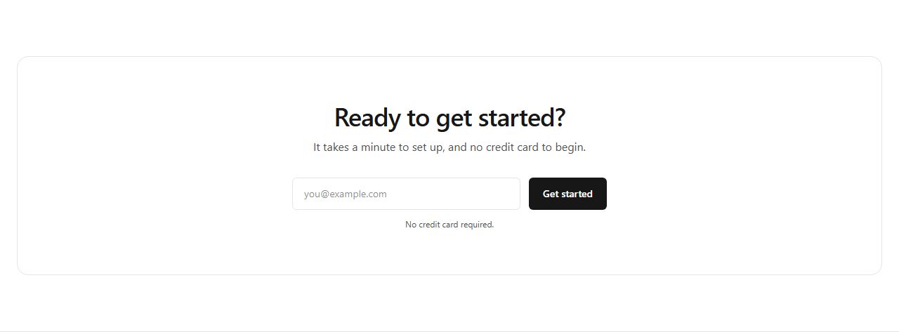 Bordered email capture, cta section template