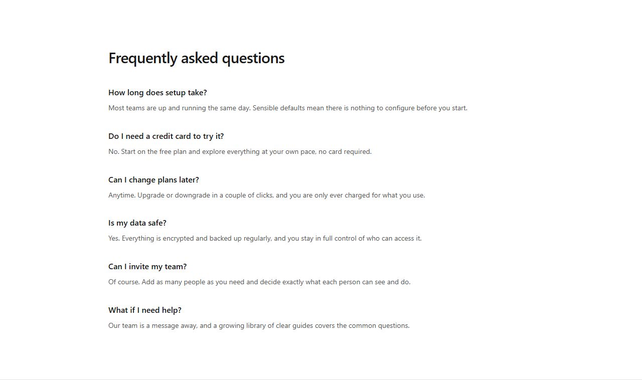 FAQ list, faq section template