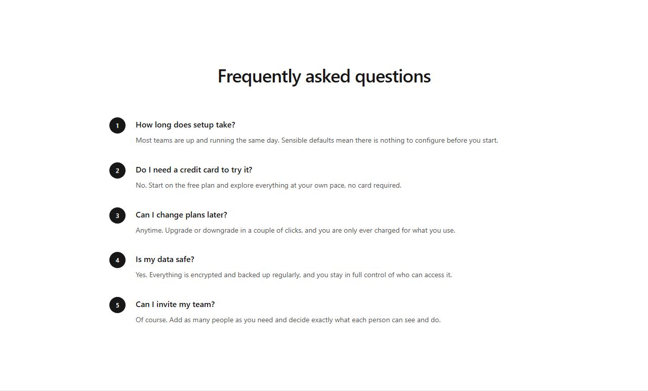 Numbered FAQ, faq section template