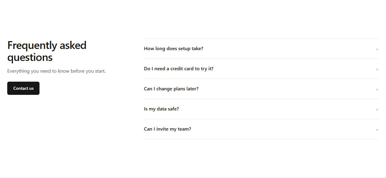 FAQ with side heading, faq section template