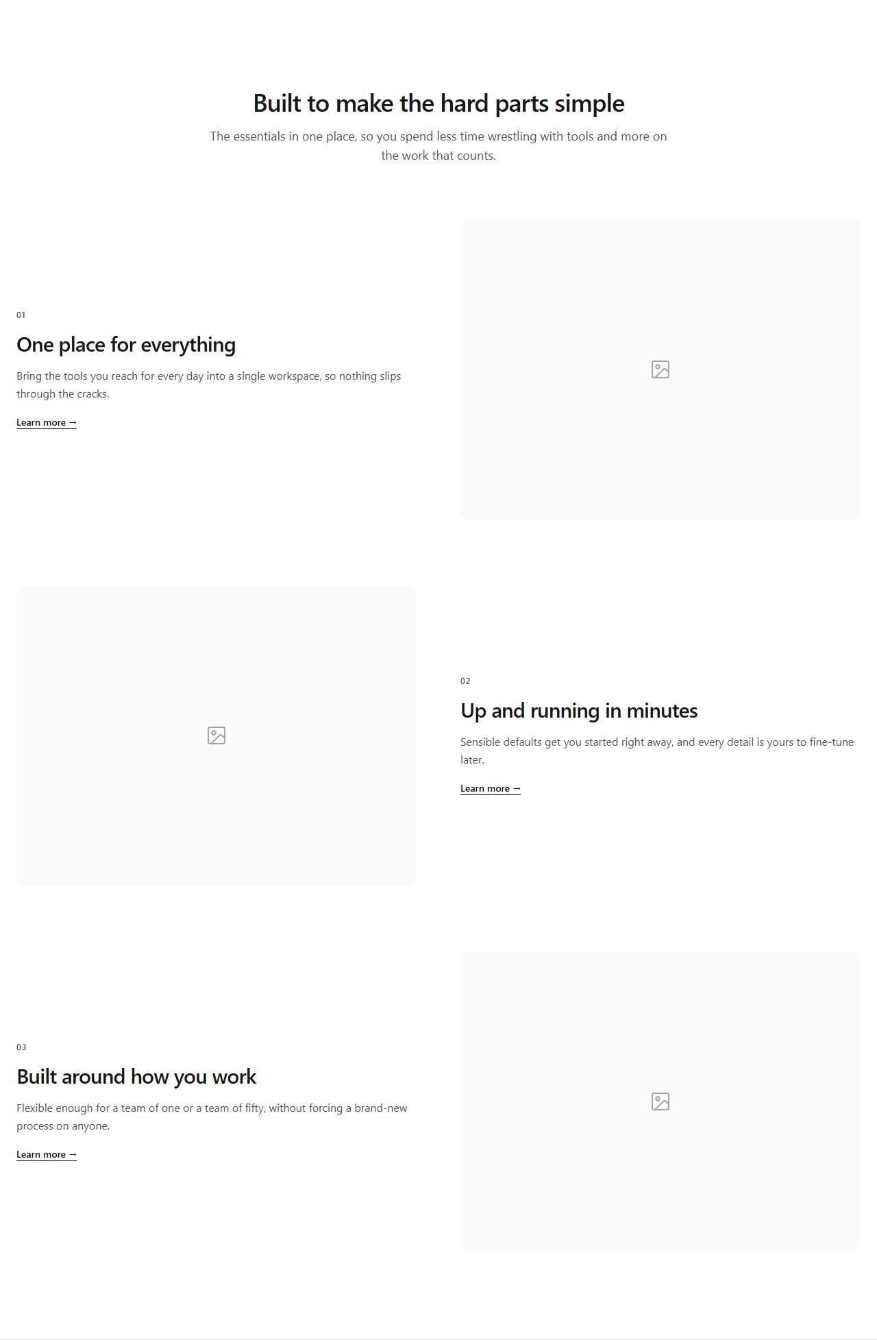 Zigzag with section header, features section template