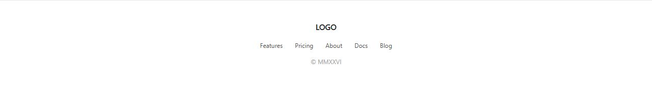 Centered compact footer, footer section template