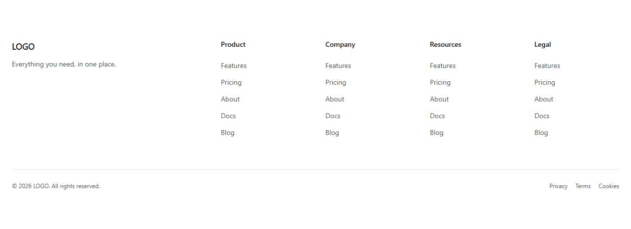 Mega footer, footer section template