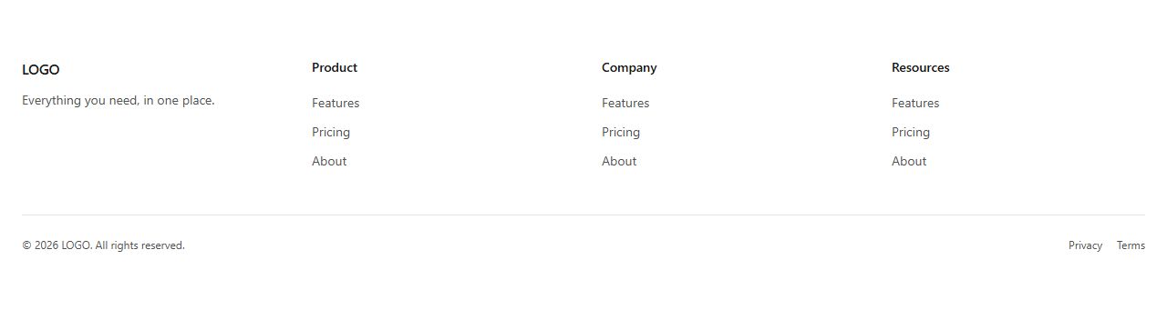 Minimal footer, footer section template