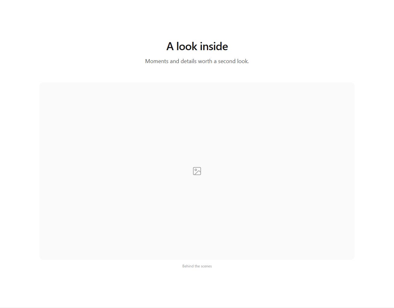 Single image showcase, gallery section template