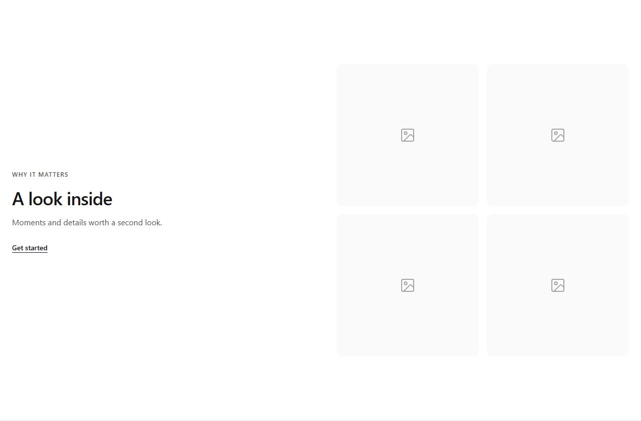 Gallery split with copy, gallery section template