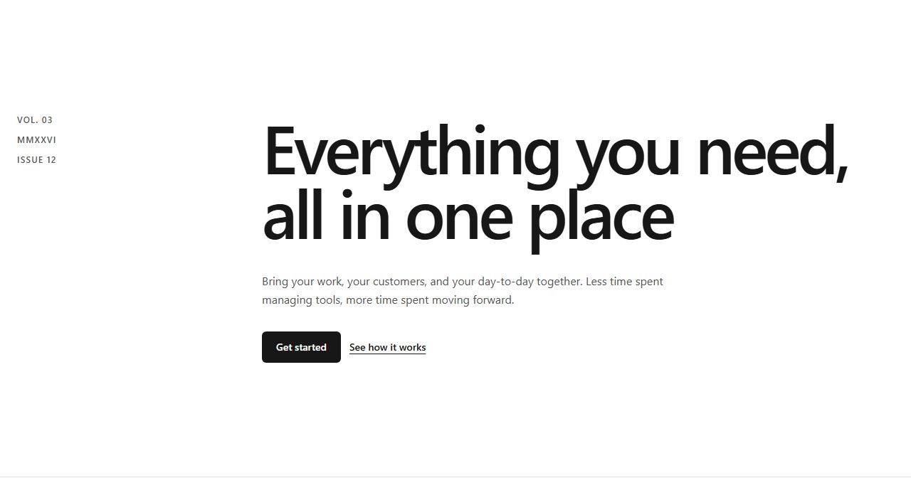 Big typography hero (with meta), hero section template