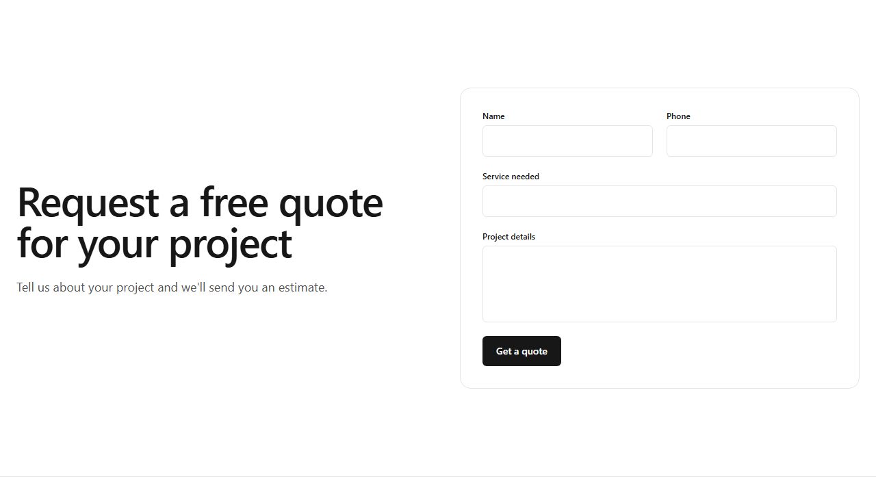 Split hero with quote form, hero section template