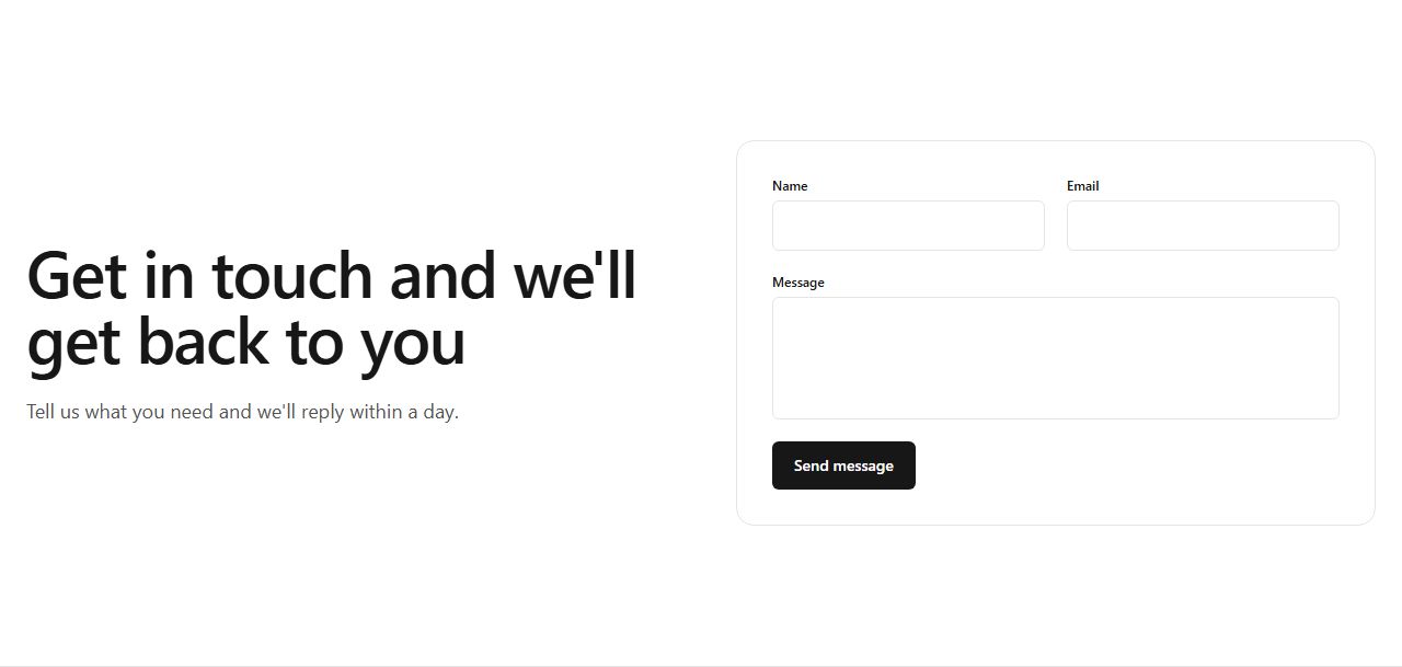 Split hero with contact form, hero section template