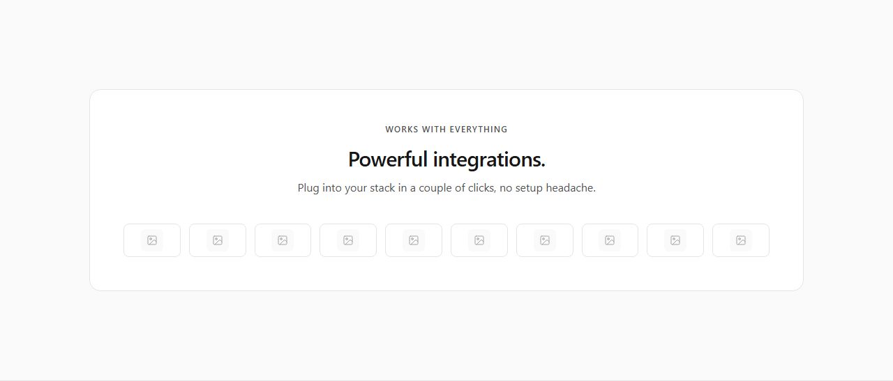 Compact integration panel, integrations section template