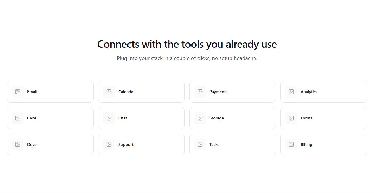 Integration logo grid, integrations section template