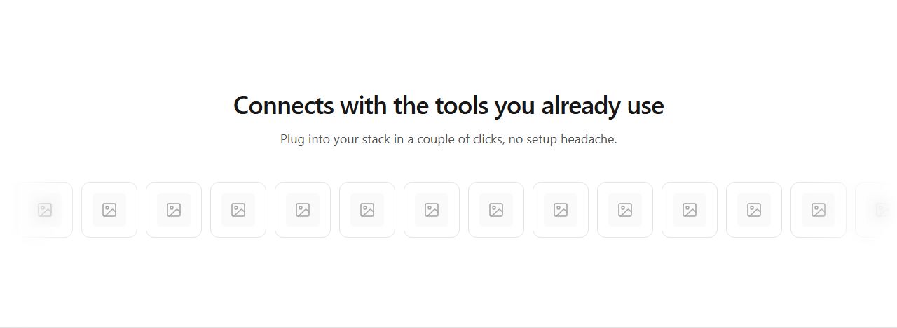 Horizontal icon marquee, integrations section template