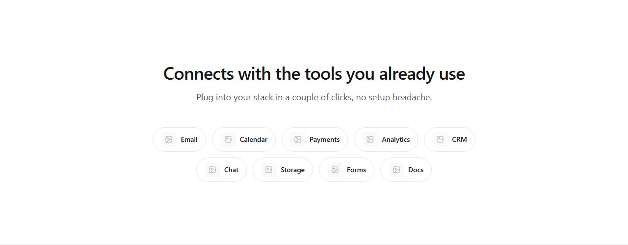 Integration pills, integrations section template