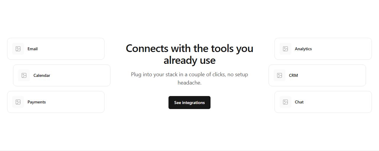 Sided integration rows, integrations section template