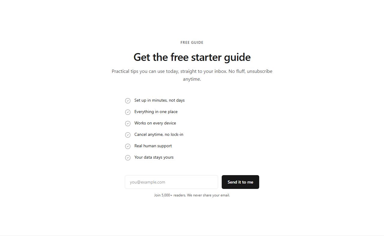 Checklist lead magnet, lead magnet section template