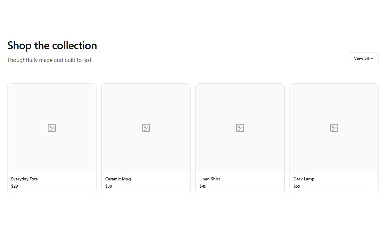 Product grid (four-up), product grid section template