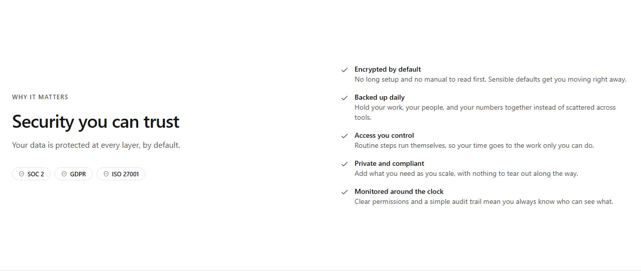 Security detail split, security section template