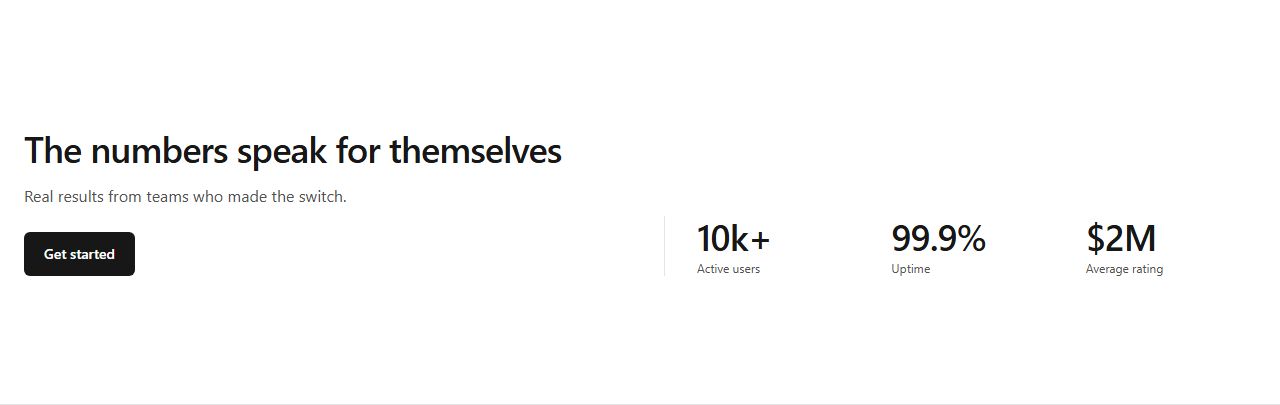 Stats with call-to-action, stats section template
