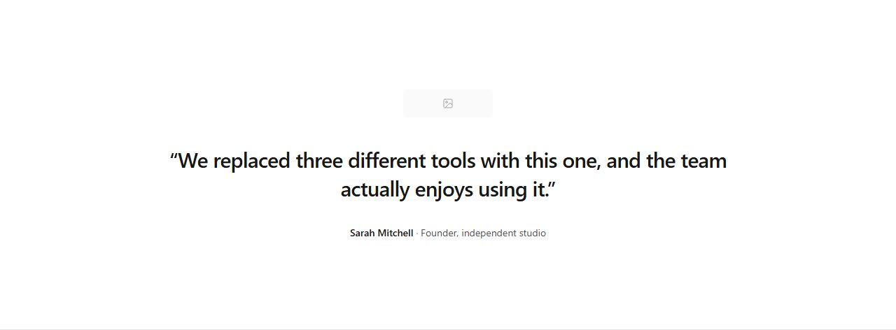 Quote with company logo, testimonials section template