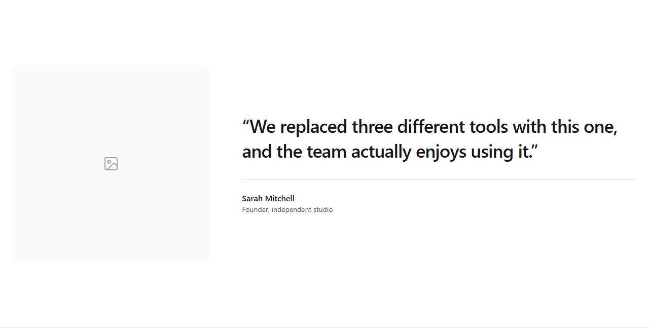 Quote with portrait, testimonials section template