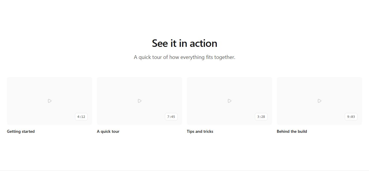 Video library grid, video section template