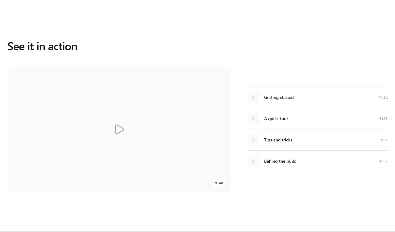 Player with playlist, video section template