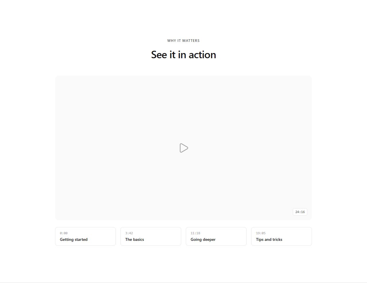 Video with chapters, video section template