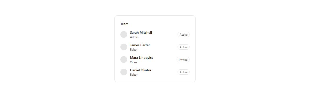 Users list widget, production-ready section template